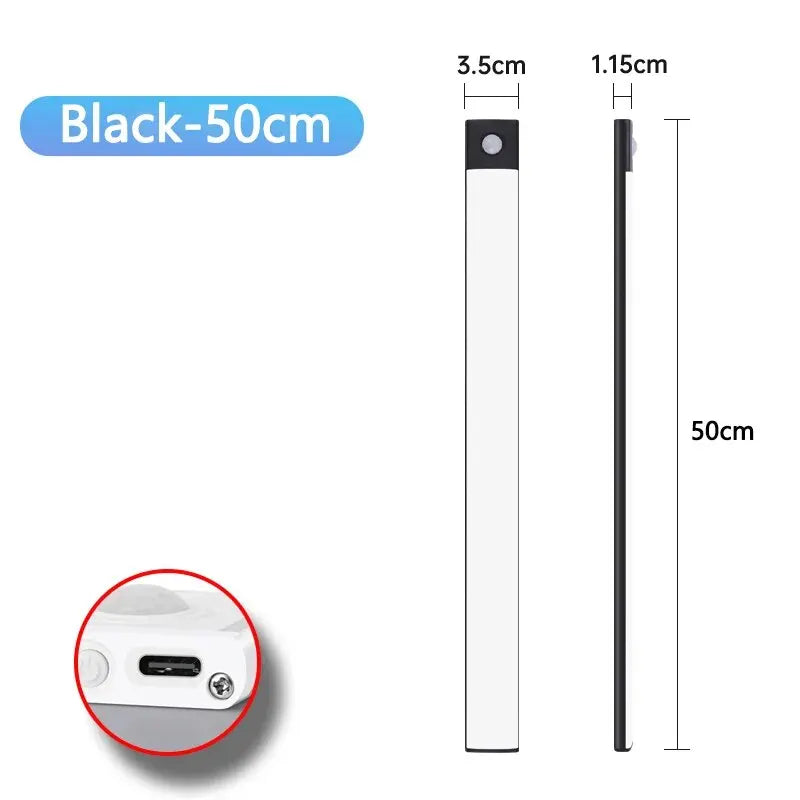 CENSHION USB-C Rechargeable LED Cabinet Light – Dimmable Motion Sensor Bar, 20–60cm