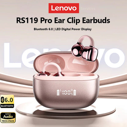 Lenovo RS119 Pro Open-Ear Ear Clip Earbuds – Bluetooth 6.0 Wireless Sports Headphones with Touch Controls
