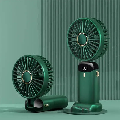 Portable Rechargeable Handheld Fan – 5-Speed Wind, 90° Adjustable, LED Digital Display & Aromatherapy