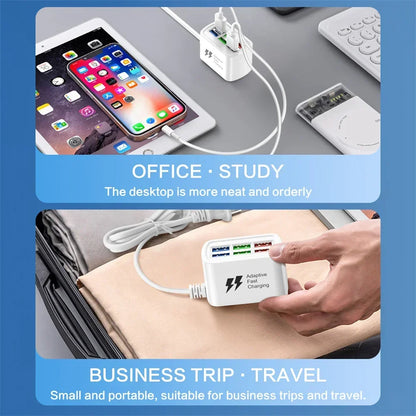 6-in-1 Desktop Charging Station – USB Charging Hub & Power Strip with 1m Cord