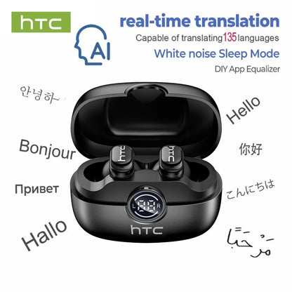 HTC NE79 TWS Bluetooth 6.0 Earbuds – AI Translation, ENC Noise Reduction & LED Display